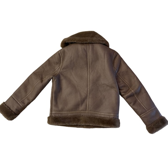 NWOT House of Harlow 1960 x Revolve Brown Leather Shearling Jacket Aviator XS - Picture 4 of 7